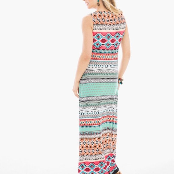 CHICO'S Multi-Print Embellished Maxi Dress - Small - Picture 14 of 16